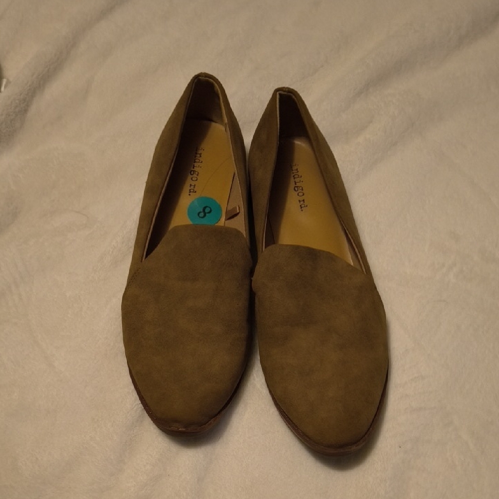 Indigo Olive Green Suede Slip-On Loafers